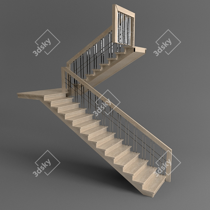 Metallic Baluster Ladder 3D model image 1