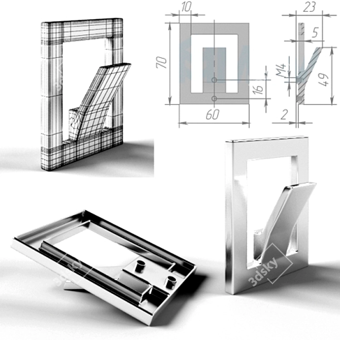 Sleek Chrome Hook - WK1505 3D model image 1