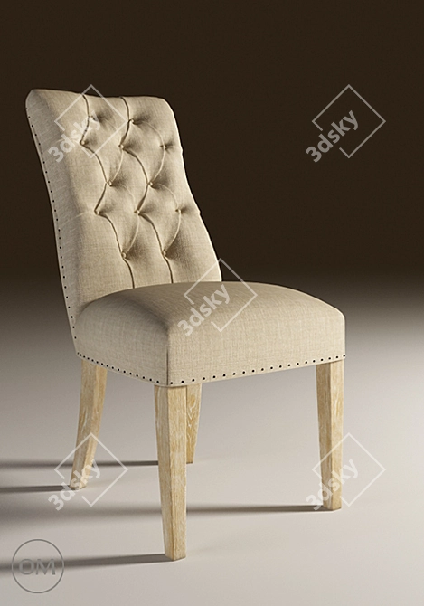 Vintage Puffy Side Chair 3D model image 1