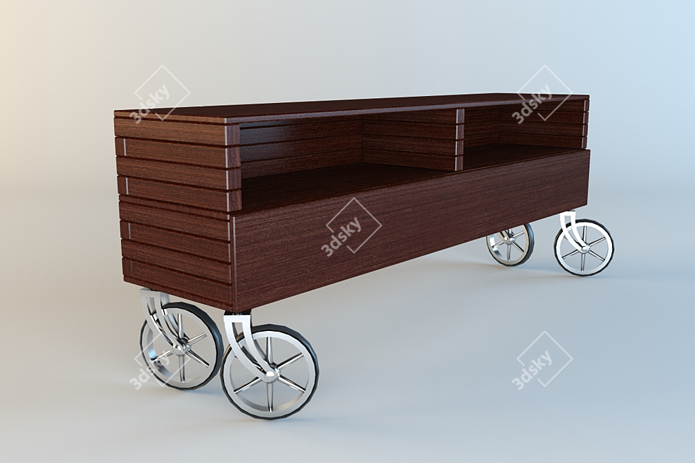 Rolling Bedside Table 3D model image 1