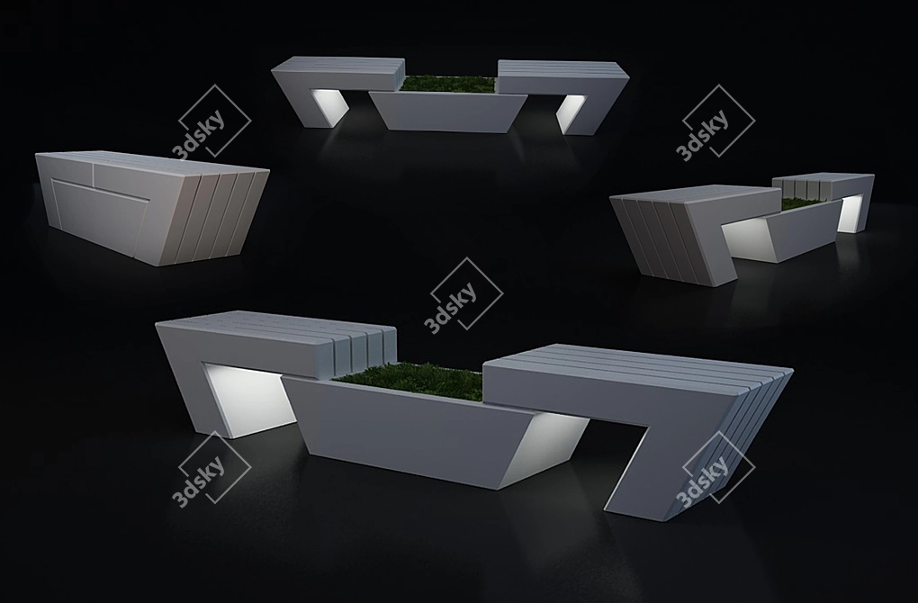 Stylish Wooden Bench 3D model image 1