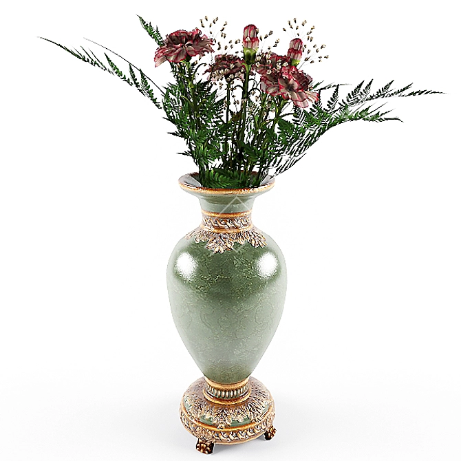 Elegante Blumenvase mit Texturen 3D model image 1