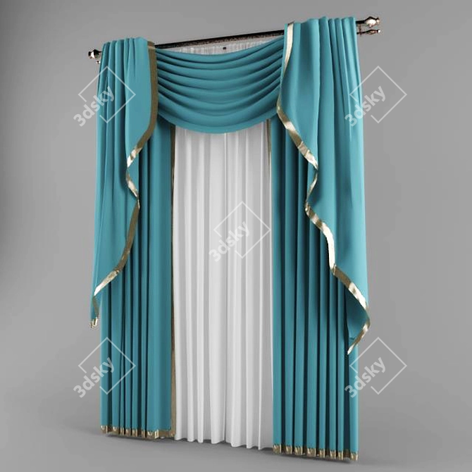 Elegant Window Drapes 3D model image 1