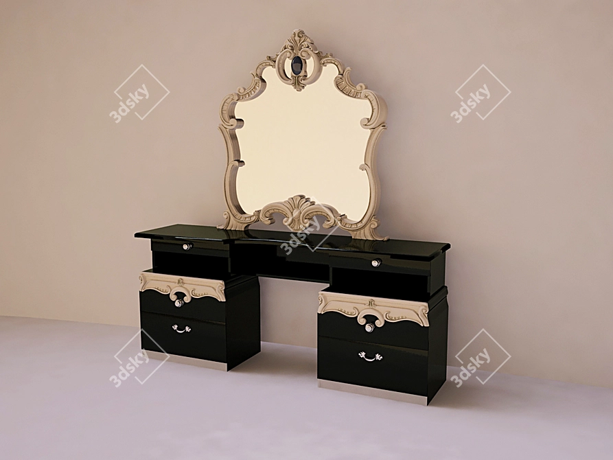 Elegant Barocco Black Vanity Set 3D model image 1