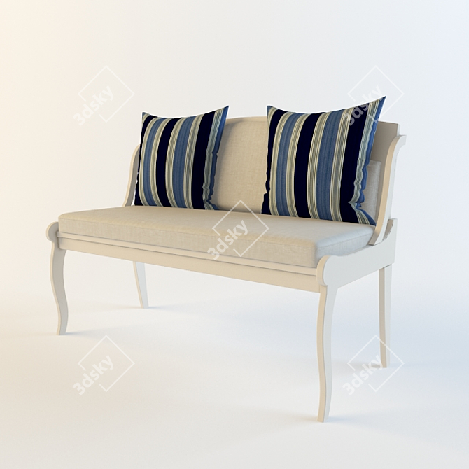  Rustic Wooden Bench 3D model image 1