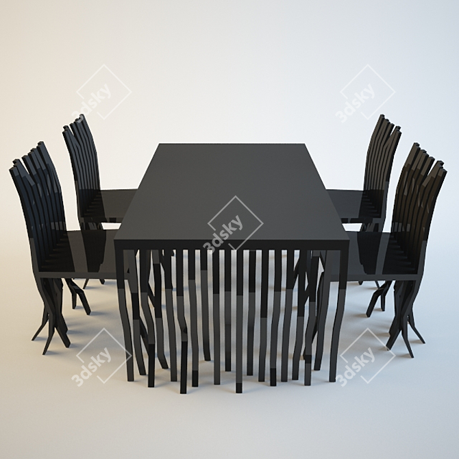 Modern Designer Table and Chair 3D model image 1