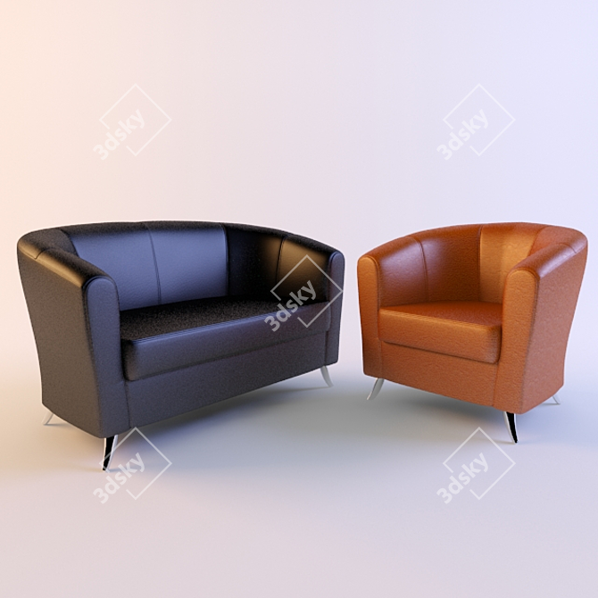 Modern 2-Piece Sofa Set 3D model image 1