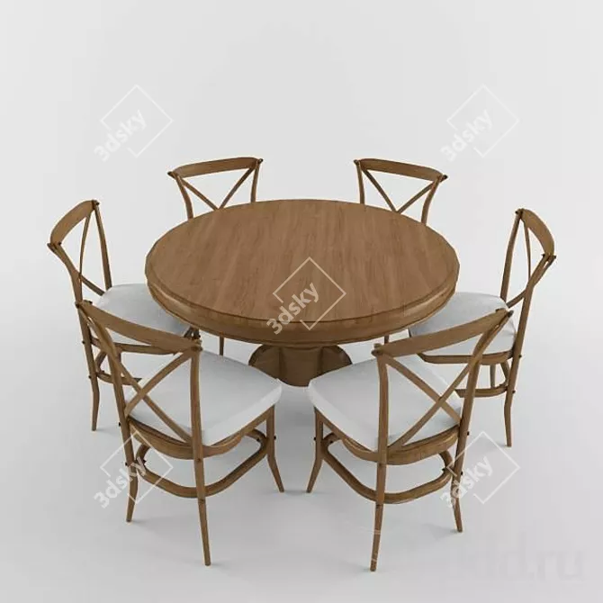 Elegante conjunto colonial 3D model image 1