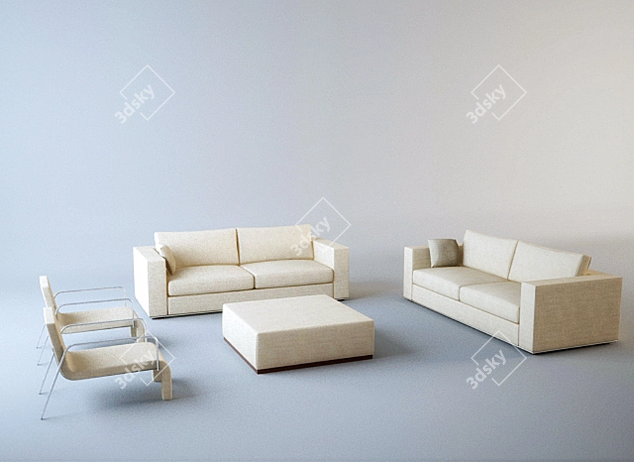 Cozy Modern Sofa 3D model image 1