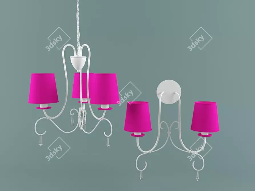 Whimsy Wonderland Chandelier & Sconce 3D model image 1