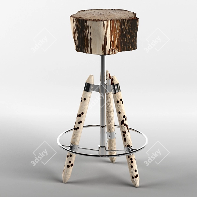 Venetian Oak Bar Stool 3D model image 1