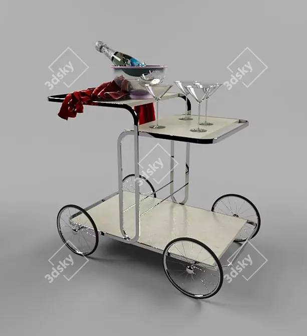 Versatile Serving Coffee Table Cart 3D model image 1