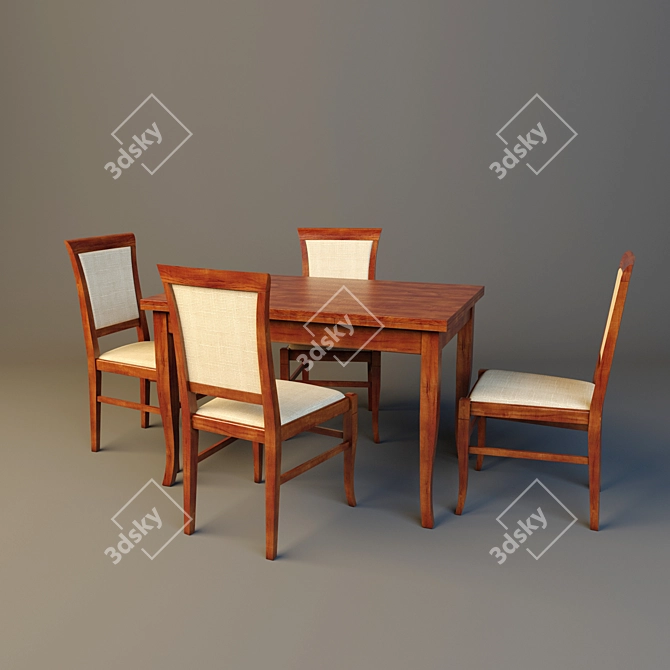 Modern Acacia Furniture Set 3D model image 1