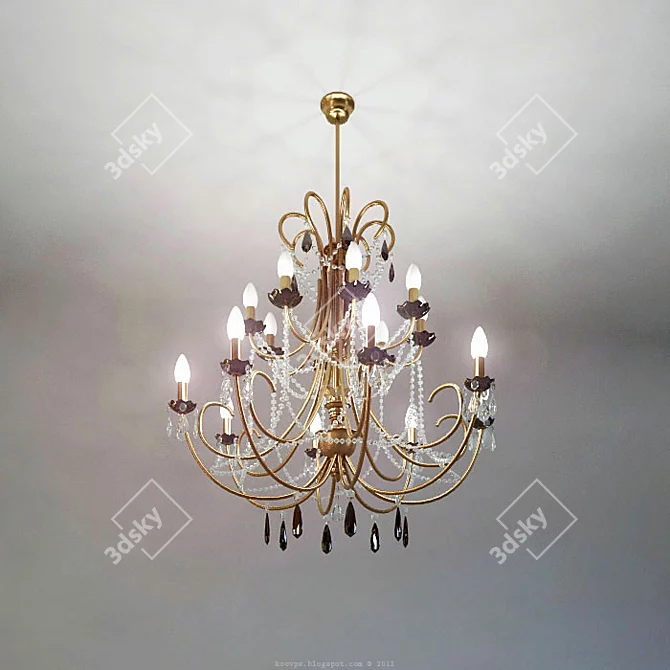 Elegance Illuminated Chandelier 3D model image 1