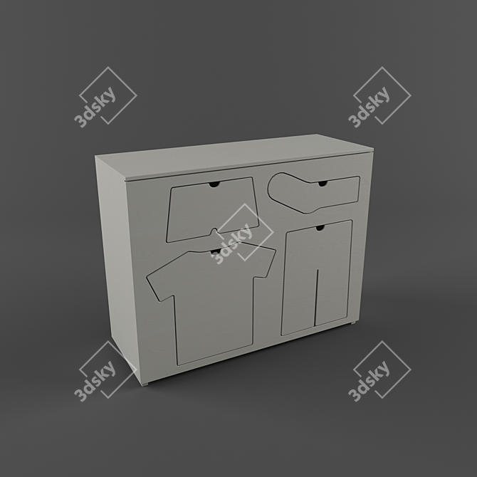 Elegant White Drawer Chest 3D model image 1