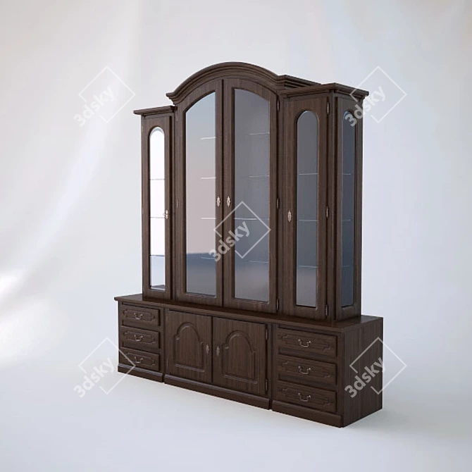 Modern Glass Display Cabinet 3D model image 1