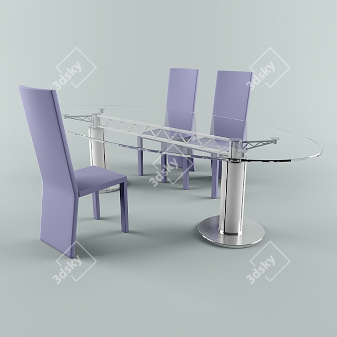 Sleek Glass Conference Table 3D model image 1