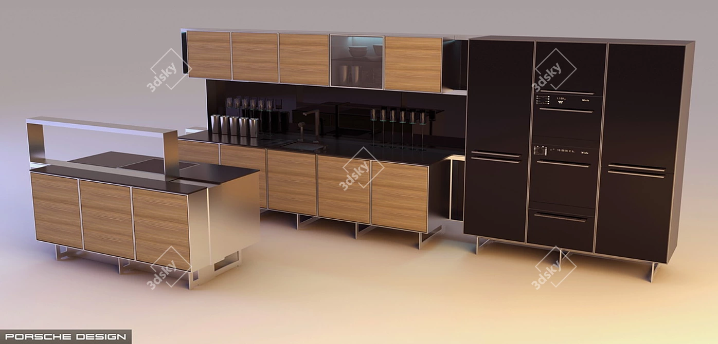 Sleek Porsche Design Kitchen 3D model image 1