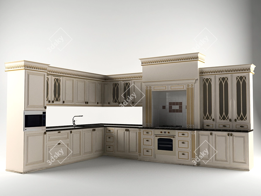 Folkmeister English Collection Kitchen 3D model image 1
