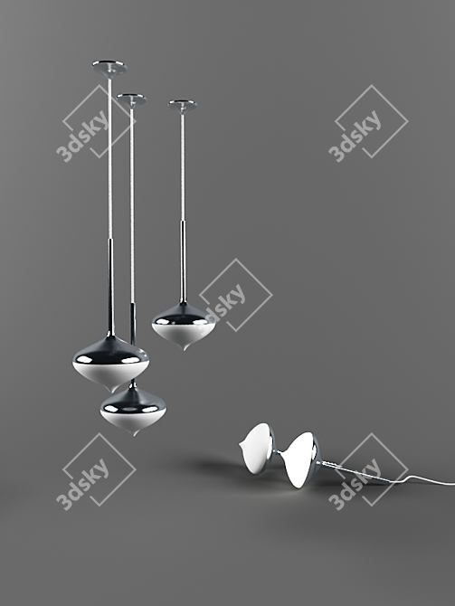 Elegant Spun Studio Lamps 3D model image 1