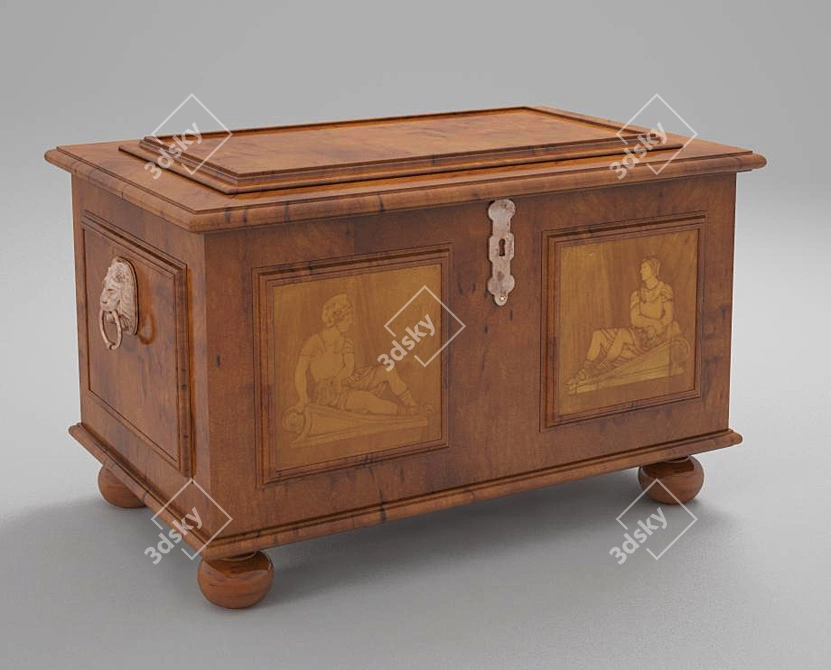 Classic Wooden Chest 3D model image 1