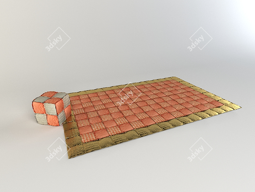 Oriental Style Pouf and Carpet 3D model image 1