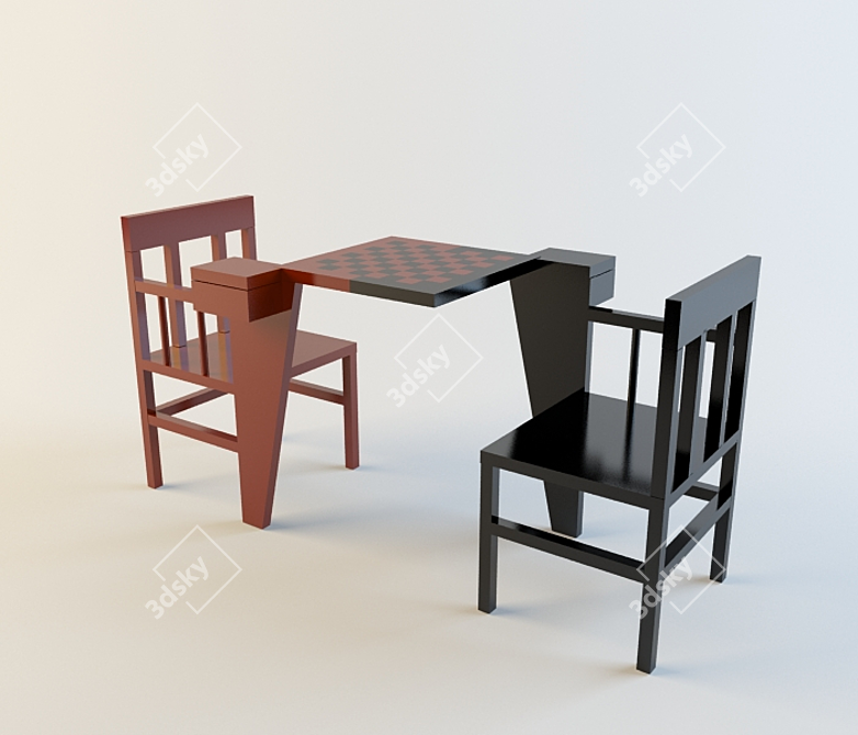 Title: Modern Chess Table 3D model image 1