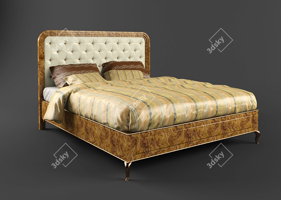 Ornate Walnut Bed 1400x2075 3D model image 1