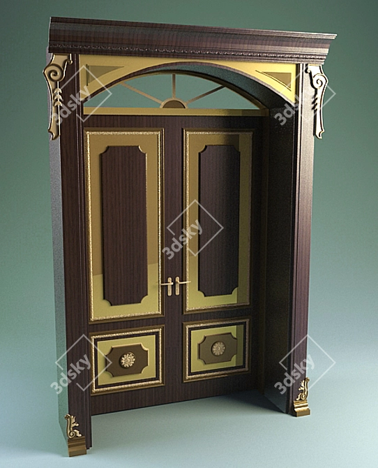 Wooden Texture Living Room Door 3D model image 1