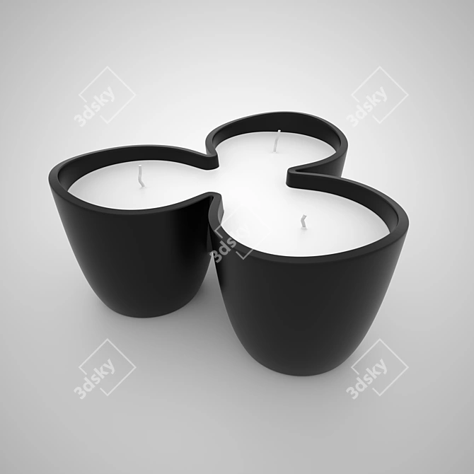 Triple Wick Glass Candle 3D model image 1
