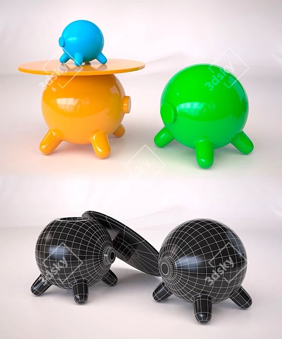 Joel Escalona Pogo Table: Whimsical Decor for Kids 3D model image 1