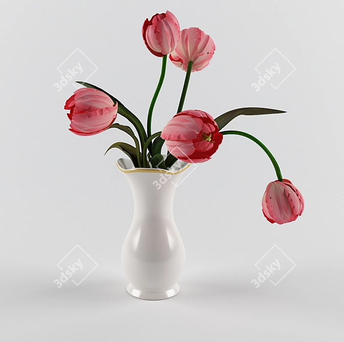 Elegant Tulip Arrangement 3D model image 1