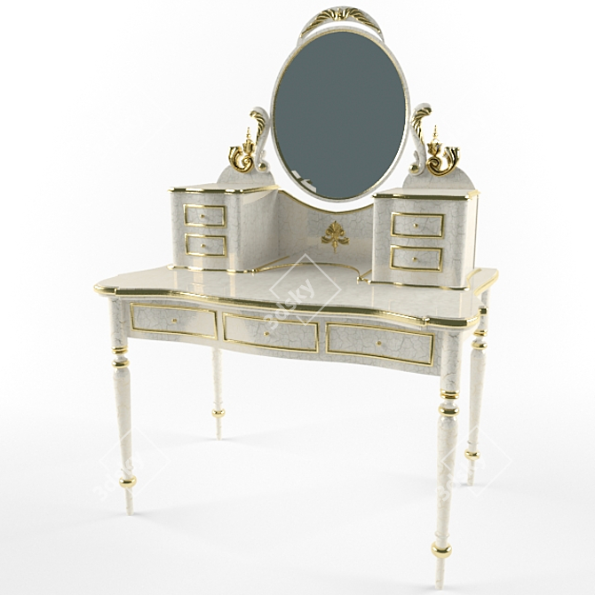 Elegant Vanity Set with Mirror 3D model image 1