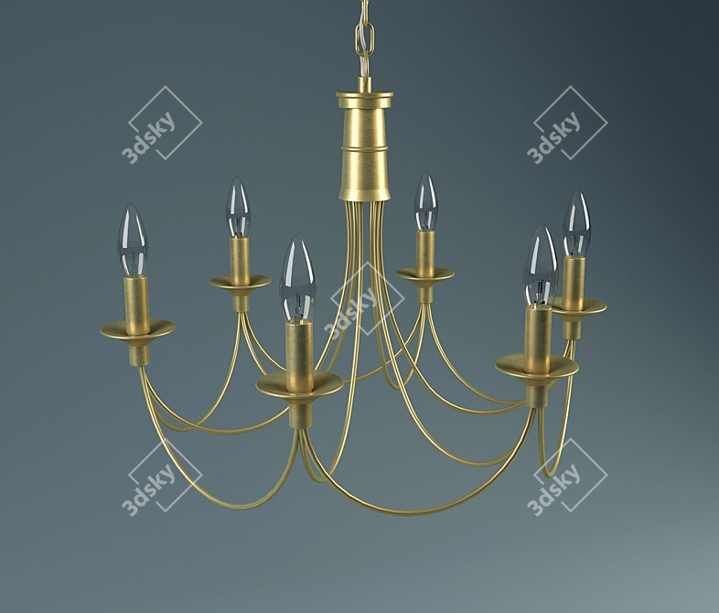 Gilda Art Deco Metal Chandelier 3D model image 1