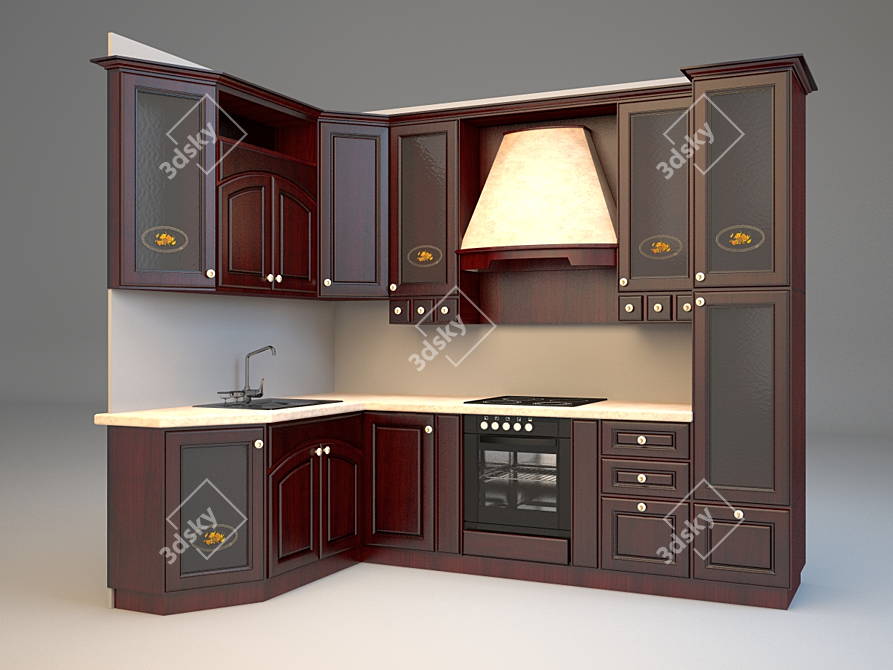 Provence-Inspired Custom Kitchen 3D model image 1