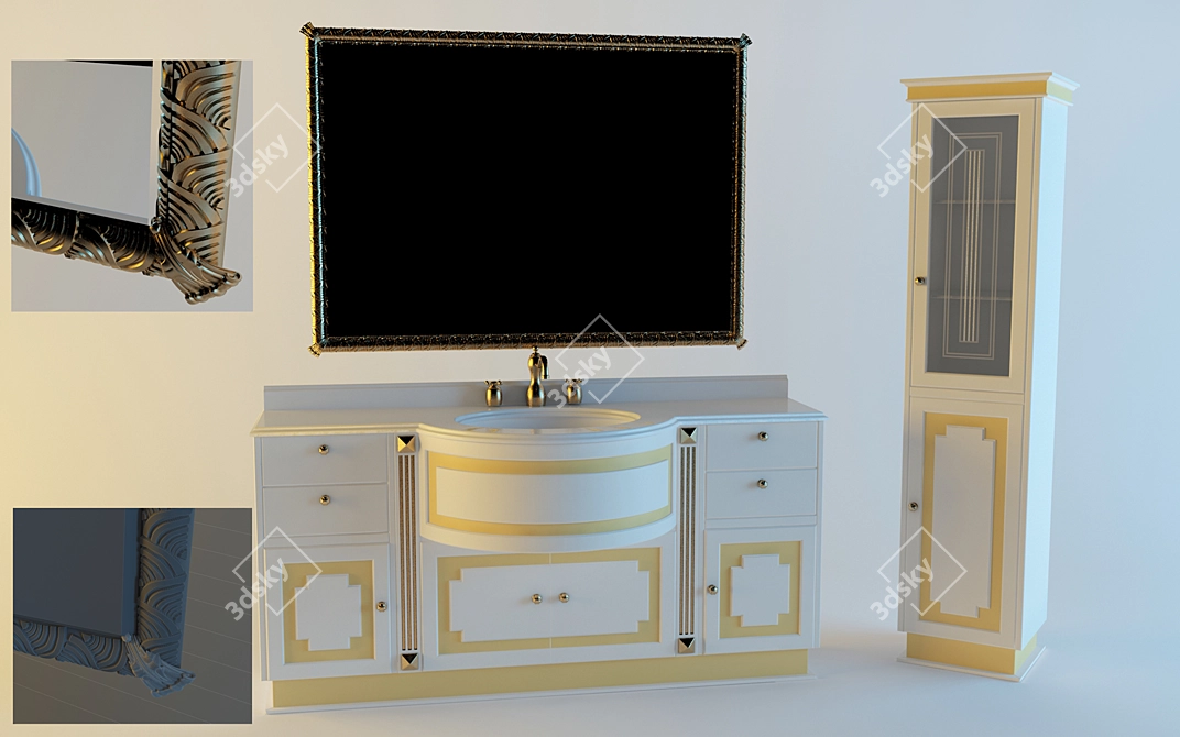Elegant Lineatre Silver Set 3D model image 1