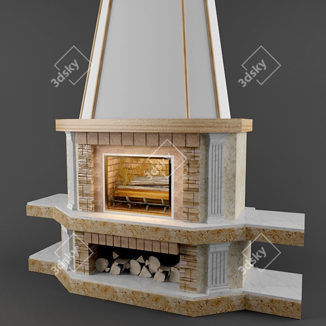 Title: Virtual Fireplace with VRay 3D model image 1