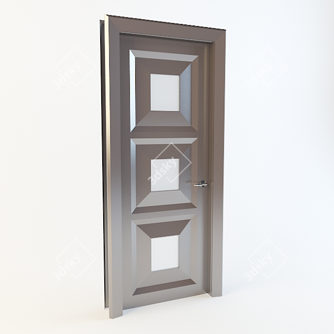 Secure Wood Door 3D model image 1