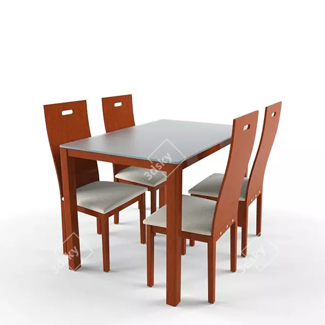 Elegant Dining Set 3D model image 1