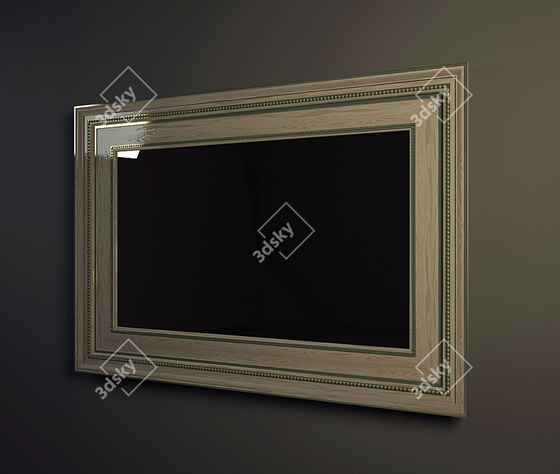 Elegant Wide Frame Mirror 3D model image 1