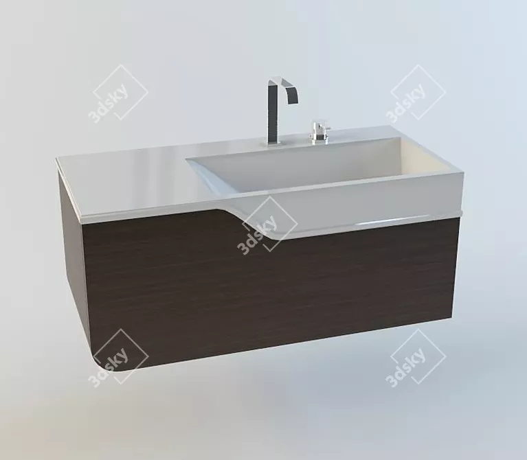 Modern Wash Basin Set 3D model image 1