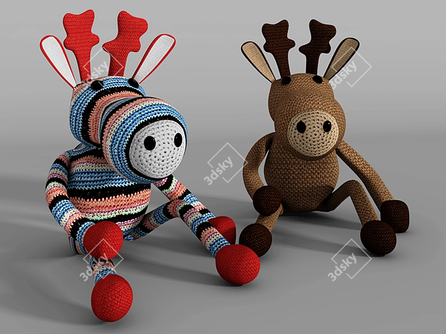 Hand-Knitted Deer Toy 3D model image 1