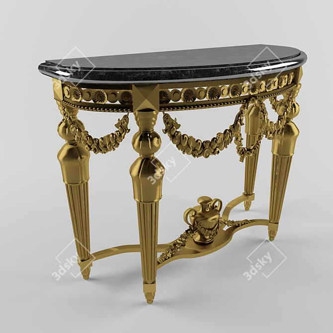 Classic Gold and Marble Console 3D model image 1