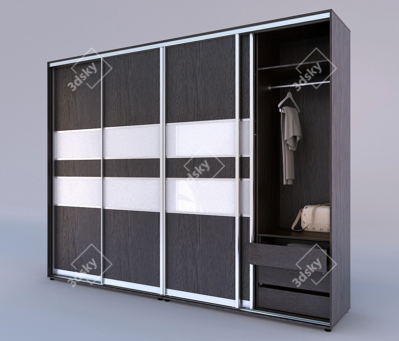 Modern Sliding Wardrobe Closet 3D model image 1