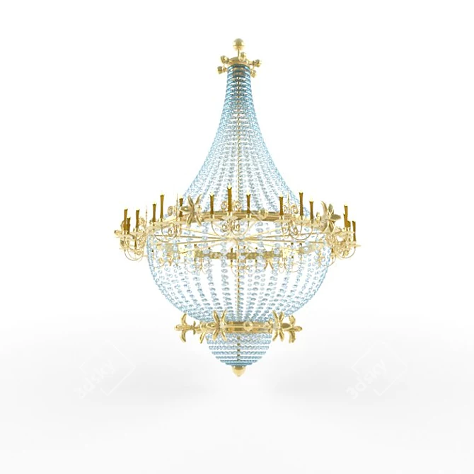 Antique Golden Candle Chandelier 3D model image 1