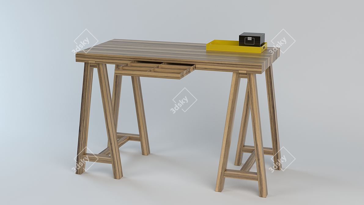 Loft-inspired Work Table | 1200X600 | Stylish and Functional 3D model image 1