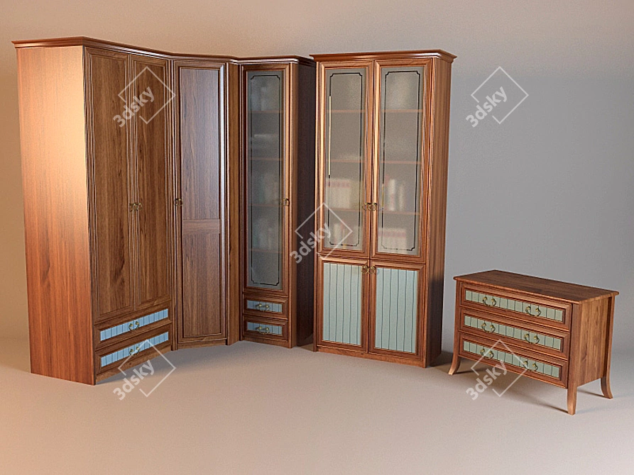 Elegant Victorian Wardrobe Set 3D model image 1