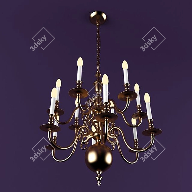 Elegance Defined: Ralph Lauren Brass Chippendale Chandelier 3D model image 1