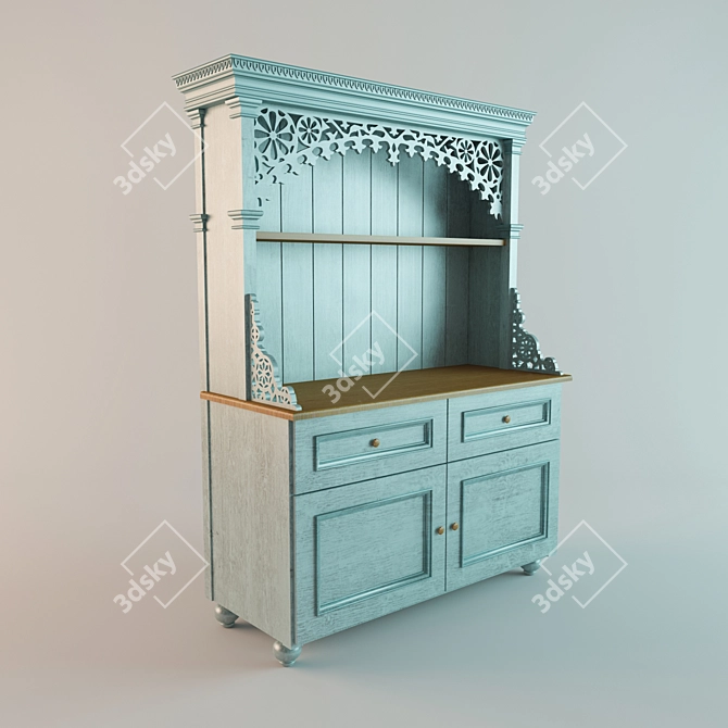 Eastern Style Server Station Rack 3D model image 1