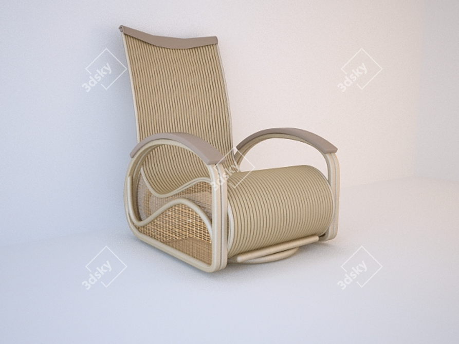 Rattan Rocking Armchair: Texture-Infused Comfort 3D model image 1